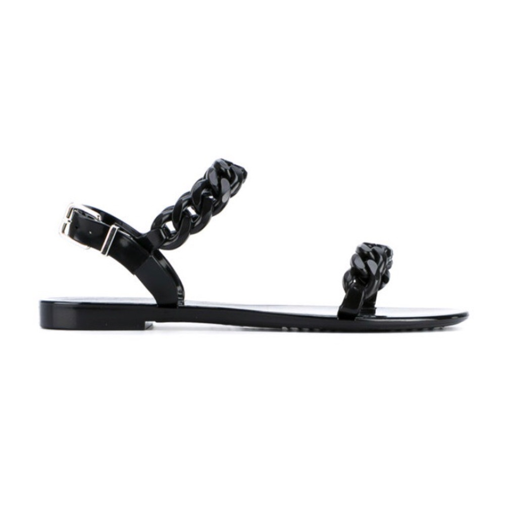 GIVENCHY Black Chain Strap Jelly Sandals Size 35